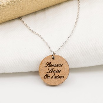 Pendentif médaille à personnaliser en bois