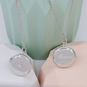 Pendentif Porte Photo Zirconium Rond