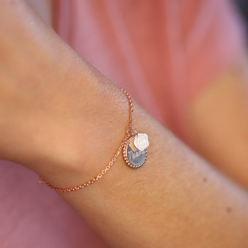 Bracelet personnalisé Fleur de Nacre en argent rosé