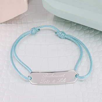 Bracelet Homme plaque rectangle sur cordon