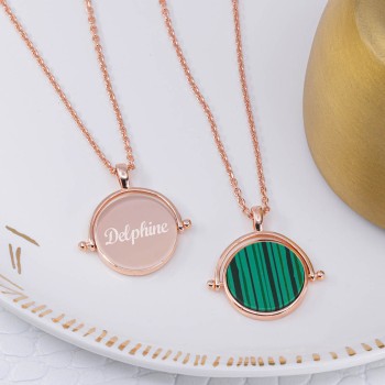 Collier Réversible argent et  pierres naturelles à personnaliser