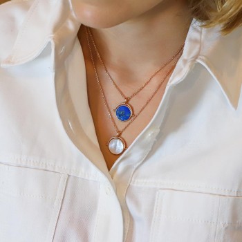 Collier Réversible argent et  pierres naturelles à personnaliser