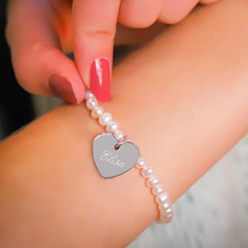 Bracelet perles et coeur à personnaliser