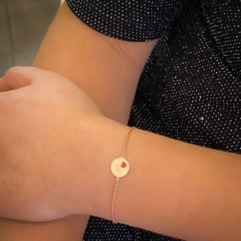 Bracelet Médaille Coeur Rouge