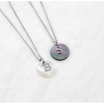 Collier Nacre et Initiale à personnaliser
