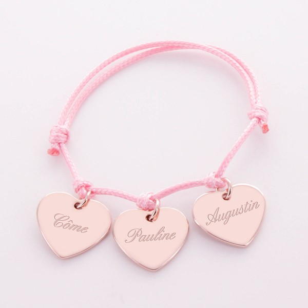 Bracelet "Mes Petits Coeurs" en argent rosé