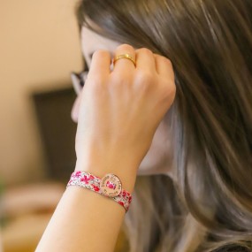 Bracelet Pastille Smiley triple tour à personnaliser