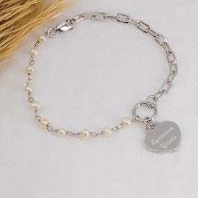 Bracelet demi chaine et coeur à personnaliser