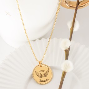 Collier Médaille Perlée Mon Ange à personnaliser