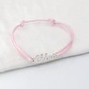 Bracelet prénom découpé sur cordon (Rose)