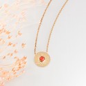 Collier disque martelé et corail