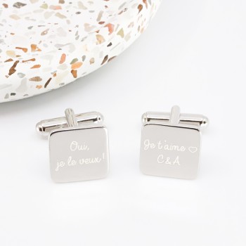 Les Boutons de Manchette Carrés Lettre Manuscrite