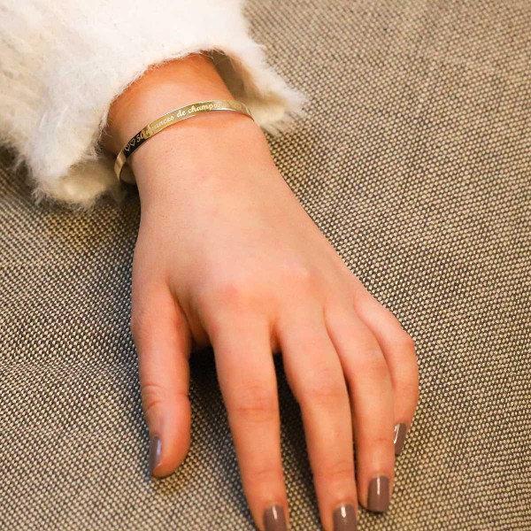 Bracelet Jonc argent rosé à personnaliser en lettre script
