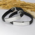 Bracelet gravé pour Homme en Acier et Cuir