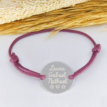 Bracelet médaille gravée 2.5 cm lettre script