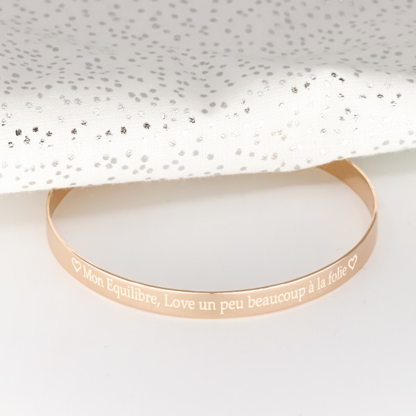 Bracelet Jonc argent rosé à personnaliser en lettre script