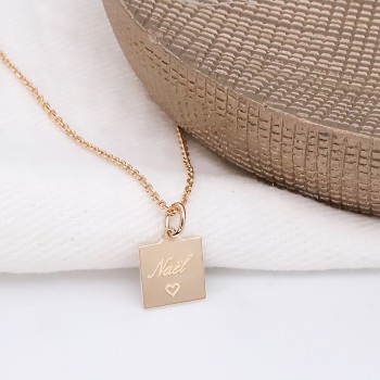 Pendentif médaille carrée à personnaliser