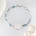 Gourmette identité enfant personnalisée avec pierres en zirconium bleu
