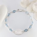 Gourmette identité enfant personnalisée avec pierres en zirconium bleu