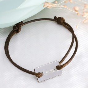 Bracelet cordon gravé forme rectangle