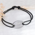 Bracelet plaque homme gravée en argent lettre droite