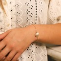 Bracelet personnalisé Fleur de Nacre en argent rosé