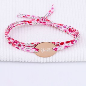  	Bracelet Liberty Plaque Ovale Argent Rosé à personnaliser - Lily Rose