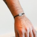 Bracelet plaque homme gravée en argent lettre droite