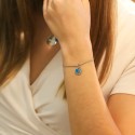 Bracelet chaîne médaille avec charm coeur turquoise