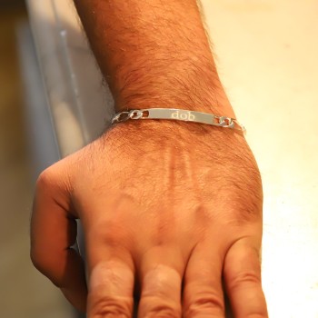Gourmette homme gravée maille alternée