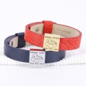 Bracelet cuir et plaque carrée naissance à graver pour Femme