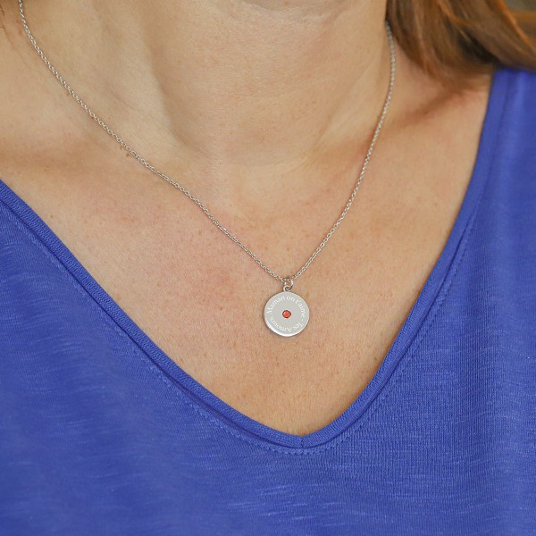 Pendentif pierre de naissance Janvier à personnaliser argent rosé