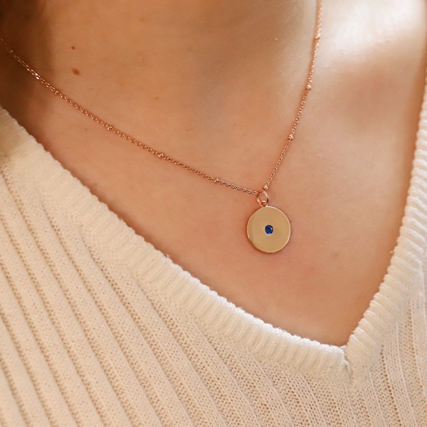 Pendentif pierre de naissance à personnaliser argent rosé