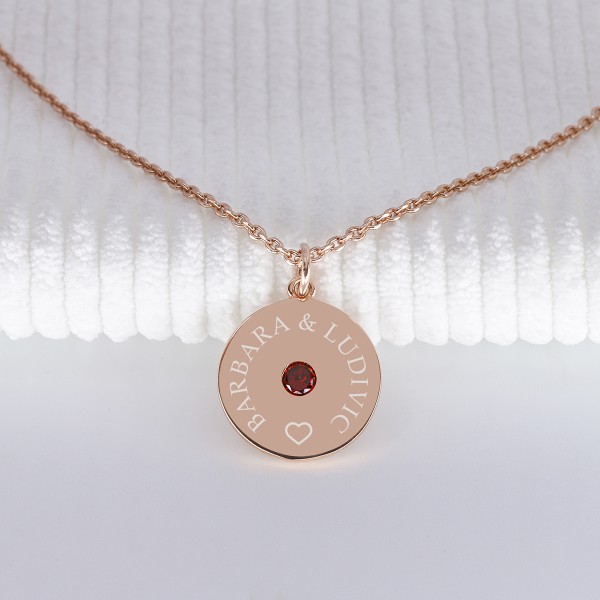 Pendentif pierre de naissance à personnaliser argent rosé