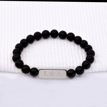 Bracelet perles onyx noir...