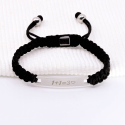 Bracelet homme personnalisé en acier et cordon noir shamballa