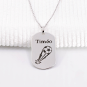 Pendentif homme personnalisé – Plaque gravée avec symboles sportifs en argent 925