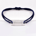 Bracelet rectangle argent 925 sur cordon à personnaliser
