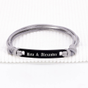 Bracelet personnalisé homme - Plaque rectangle en acier mat sur cordon