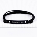Bracelet personnalisé homme - Plaque rectangle en acier mat sur cordon