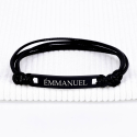 Bracelet rectangle acier mat et cordon pour homme à personnaliser