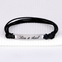 Bracelet personnalisé homme - Plaque rectangle en acier mat sur cordon