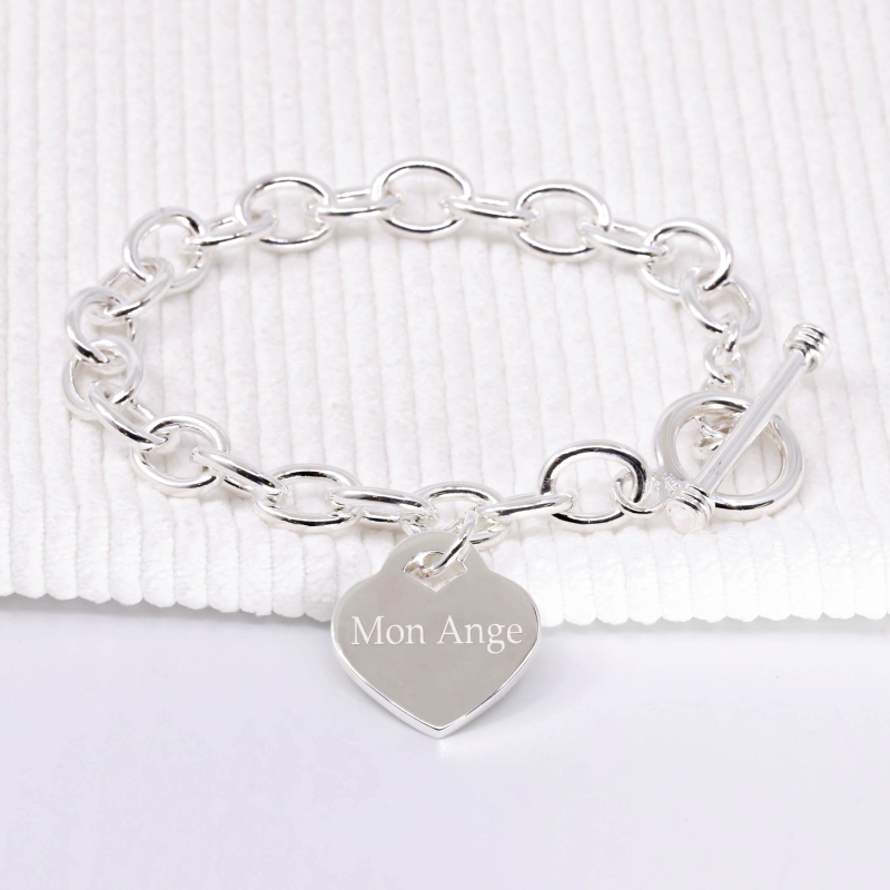 Bracelet coeur personnalisé grands maillons en Argent 925