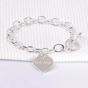 Bracelet Coeur Personnalisé grands maillons en Argent 925