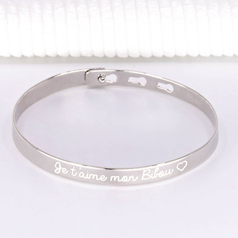 Bracelet jonc pour femme, doré, pierre, à personnaliser