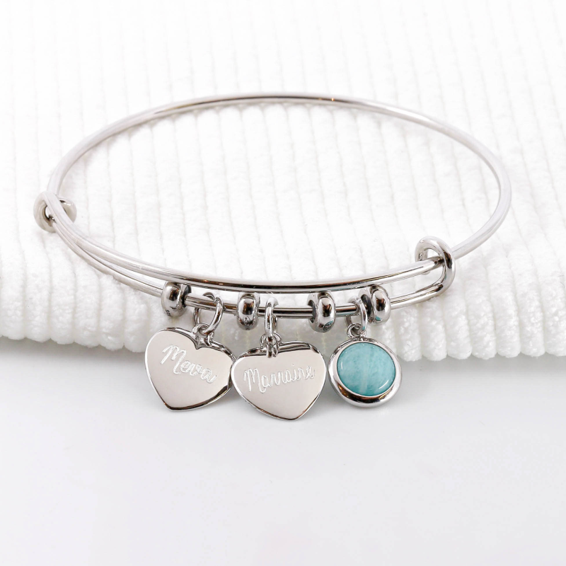 Bracelet jonc stella à personnaliser en Argent 925 ou Plaqué Or