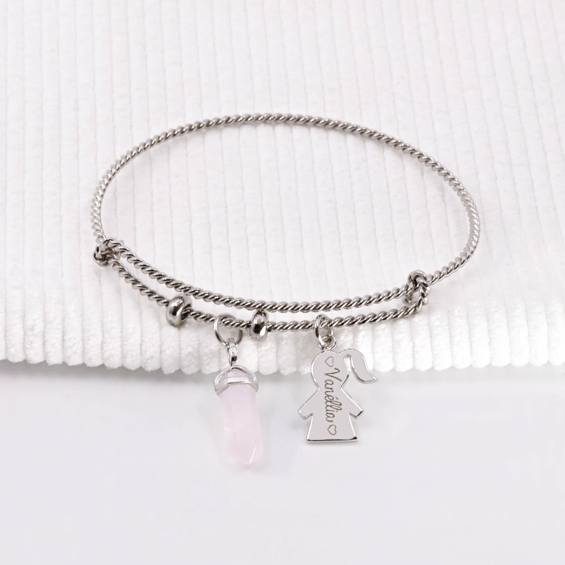 Bracelet Jonc Stella torsadé à personnaliser en Argent 925 ou Plaqué Or