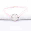 Bracelet croix médaillon personnalisé en argent 925