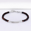 Bracelet plaque acier et pierres naturelles à personnaliser