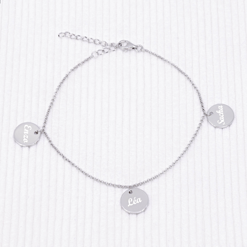 Chaîne de cheville personnalisée médailles en argent 925